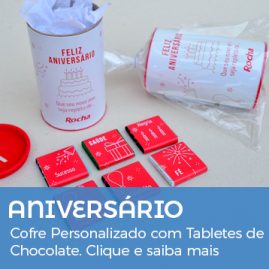 Aniversário Funcionário | Cofre Personalizado com Tabletes de Chocolate
