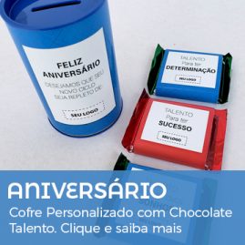 Aniversário Funcionário | Cofre Personalizado com Chocolate Talento