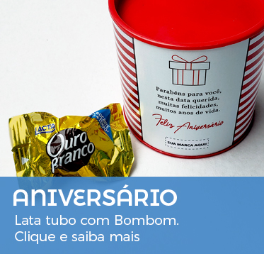 Aniversário Funcionário | Lata Tubo Personalizada com Bombom