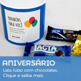 Aniversário Funcionário | Lata Tubo Personalizada com Chocolates Variados
