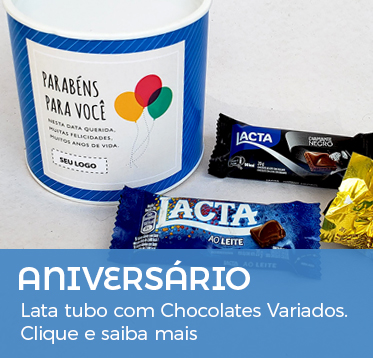 Aniversário Funcionário | Lata Tubo Personalizada com Chocolates Variados