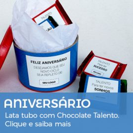 Aniversário Funcionário | Lata Tubo Personalizada com Chocolate Talento