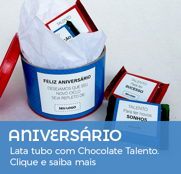 Aniversário Funcionário | Lata Tubo Personalizada com Chocolate Talento