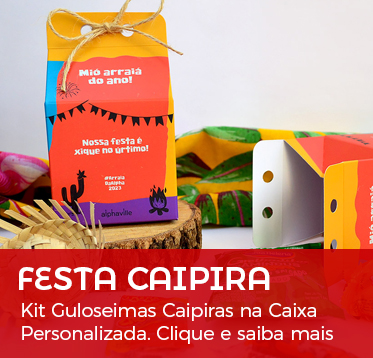 Brinde Festa Caipira | Kit Guloseimas na Caixa Personalizada