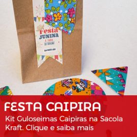 Festa Caipira | Guloseimas na Sacola Kraft Fina Personalizada