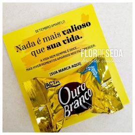 Brinde Setembro Amarelo Cartão personalizado com bombom