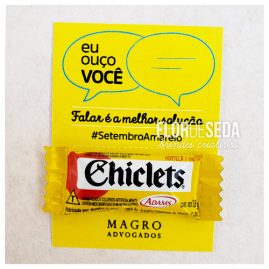 Brinde Setembro Amarelo Cartão personalizado com Chiclets