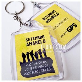 Brinde Setembro Amarelo Chaveiro Acrílico Personalizado