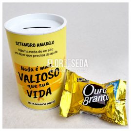 Setembro Amarelo Brinde Cofre personalizado com bombons