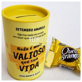 Setembro Amarelo Brinde Cofre personalizado com bombons