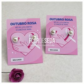 Brinde Outubro Rosa Cartela com Brinco personalizada