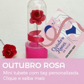 Outubro Rosa | Mini Tubete com Mini Flor