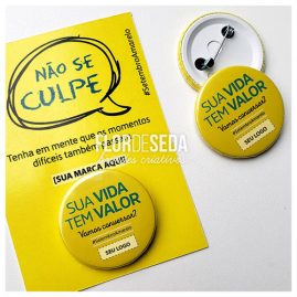 Brinde Setembro Amarelo Cartão com botton personalizados