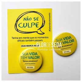 Brinde Setembro Amarelo Cartão com botton personalizados